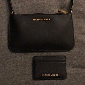 Michael Kors black crossbody purse/ card holder
